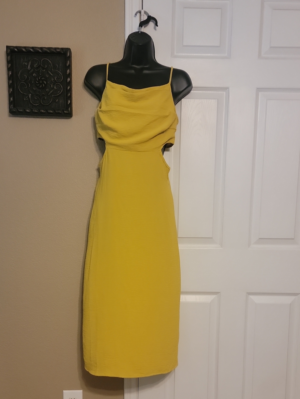 Rolla Coster Yellow Spaghetti-Strap Cutout Midi Dress